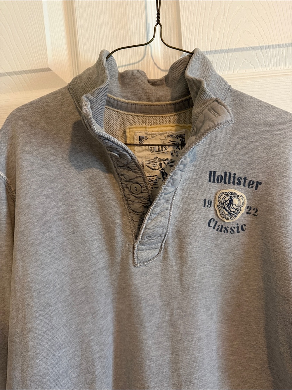 Hollister Gray Classic Henley Pullover Sweatshirt